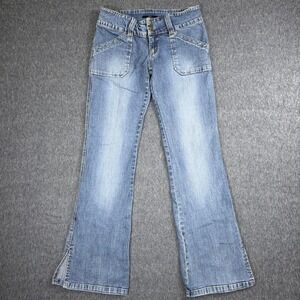 Vintage Heart Moon Star Jeans Women's Size 8 Denim Blue Jeans Flare Slits Y2K